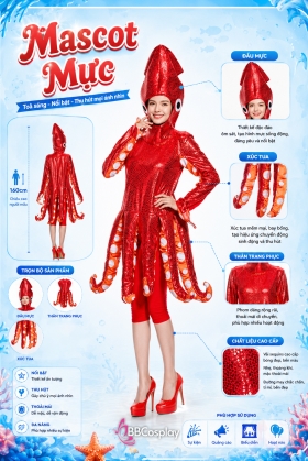 Trang Phục Mascot Con Mực Sốt Thái