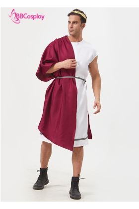 Đồ Thần Thoại Hy Lạp Thần Dionysus Áo Trắng Choàng Đỏ - Vải Kaki