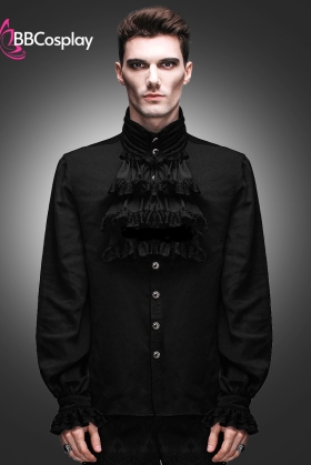 Áo Sơ Mi Châu Âu Nhúm Bèo Cổ Lớn - Áo Châu Âu Màu Đen