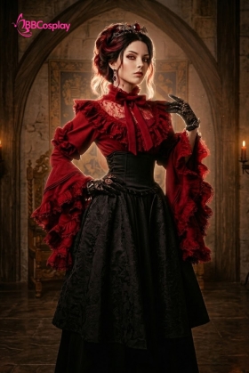 Trang Phục Nữ Tước Hoa Hồng Đen Steampunk