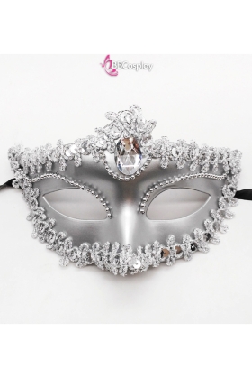 Mặt Nạ Nửa Mặt Vàng Đính Hột - Màu Bạc