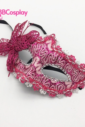 Mặt Nạ Nửa Mặt Ren Bướm Hồng Tím