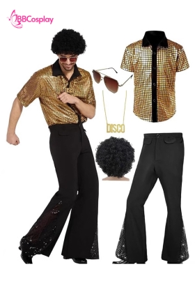 Trang Phục Disco - Áo Vàng Quần Đen Ống Loe