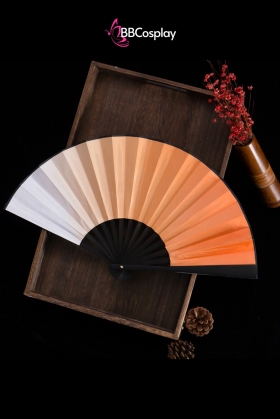 Quạt Xếp Trơn Cổ Trang Màu Cam Chuyển Màu