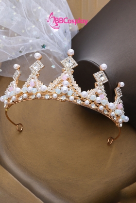 Vương Miện Tiara Công Chúa - Mẫu Vàng Đá Trắng Hình Thoi