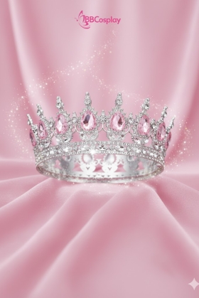 Vương Miện Tròn Bạc Đá Hồng