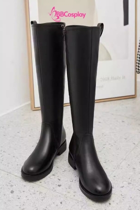 Giày Đen Da Cổ Cao Trơn Đế 3Cm - Size 39