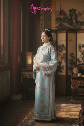 Trang Phục Mãn Thanh Tone Màu Pastel  - Màu Xanh Dương Nhạt