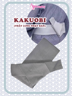 Đai Lưng Kimono Nam Màu Xám Tro Trơn - Kakuobi
