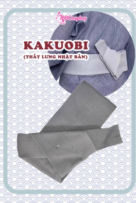 Đai Lưng Kimono Nam Màu Xám Tro Trơn - Kakuobi