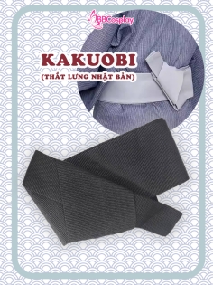 Đai Lưng Kimono Nam Màu Đen Trơn - Kakuobi