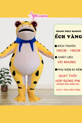 Mascot Ếch Vàng Bơm Hơi Liền Thân - Vải Nhung