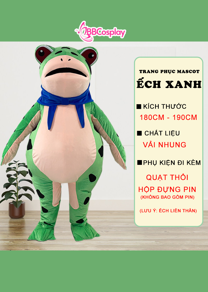 Mascot ẾCH LIỀN THÂN XANH LÁ
