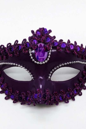 Mặt Nạ Nửa Mặt Đính Hột - Màu Tím Đậm