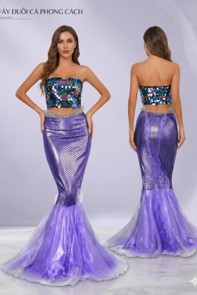 Trang Phục Nàng Tiên Cá Tím Mộng Mơ Có Vây Sau Lưng