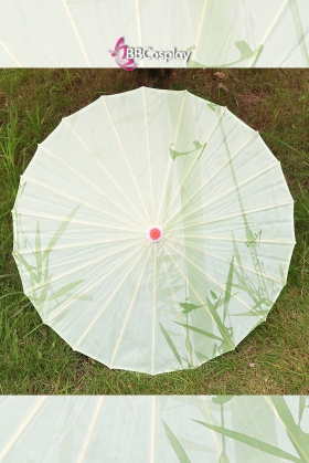 Dù Vải Cổ Trang Xanh Lá Hoạ Tiết Thân Tre