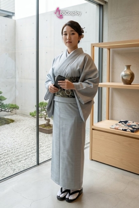 Yukata Xanh Nhạt Trơn - Yukata Kami