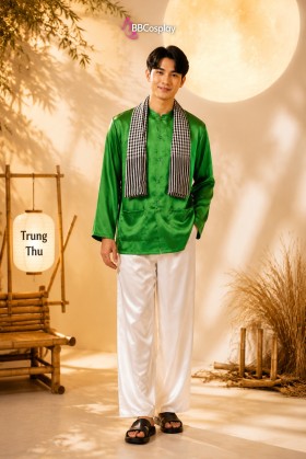 Trang Phục Bà Ba Nam Xanh Lá - Vải Lụa