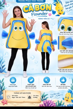 Trang Phục Mascot Cá Bơn Flounder - Nàng Tiên Cá