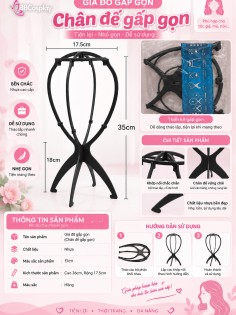 Chân Đế Trưng Bày Tóc Giả  - Mẫu Gấp Gọn - Màu Đen