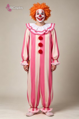 Trang Phục Biểu Diễn Hề Pink-Beige Halloween – Dark Clown Cosplay Jumpsuit