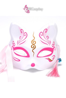 Mặt Nạ Hồ Ly Hồng Xoắn Nhũ Vàng