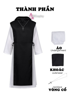 Trang Phục Hoá Trang Linh Mục  - Áo Trắng Khoác Đen