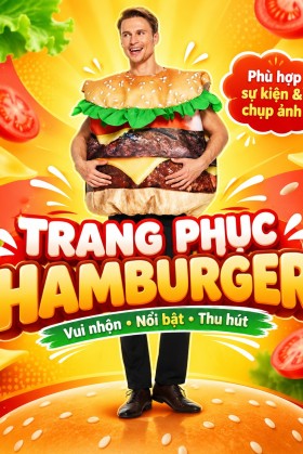 Trang Phục Mascot Hamburger Nóng Bỏng