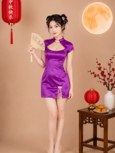 Sườn Xám Phi Lụa Tím Size M