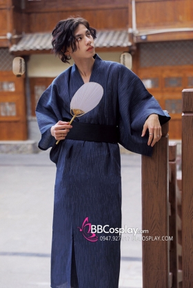 Nagagi Xanh Obi Đen - Yukata Nguyệt Hải
