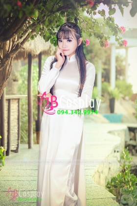 Áo Dài Trắng Cơ Bản Vải Phi
