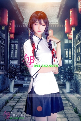 Trang Phục Nữ Sinh Trung Quốc Áo Trắng Váy Đen