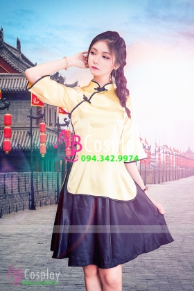 Trang Phục Nữ Sinh Trung Quốc Áo Vàng Váy Đen