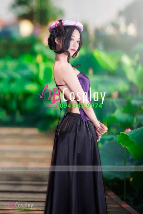 Áo Yếm Chụp Đầm Sen Tím Váy Đen