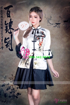 Qiloli Trắng Phi Váy Đen