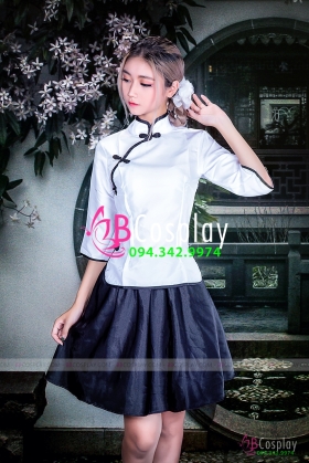 Đồ Nữ Sinh Trung Quốc Áo Trắng Váy Đen