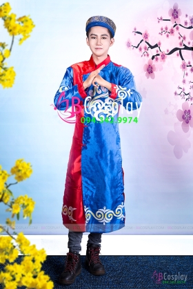 Áo Dài Nam Đỏ Xanh 5