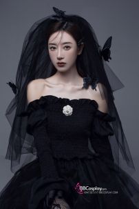 Bộ Váy Cô Đâu Kèm Lúp Đen Halloween Gothic