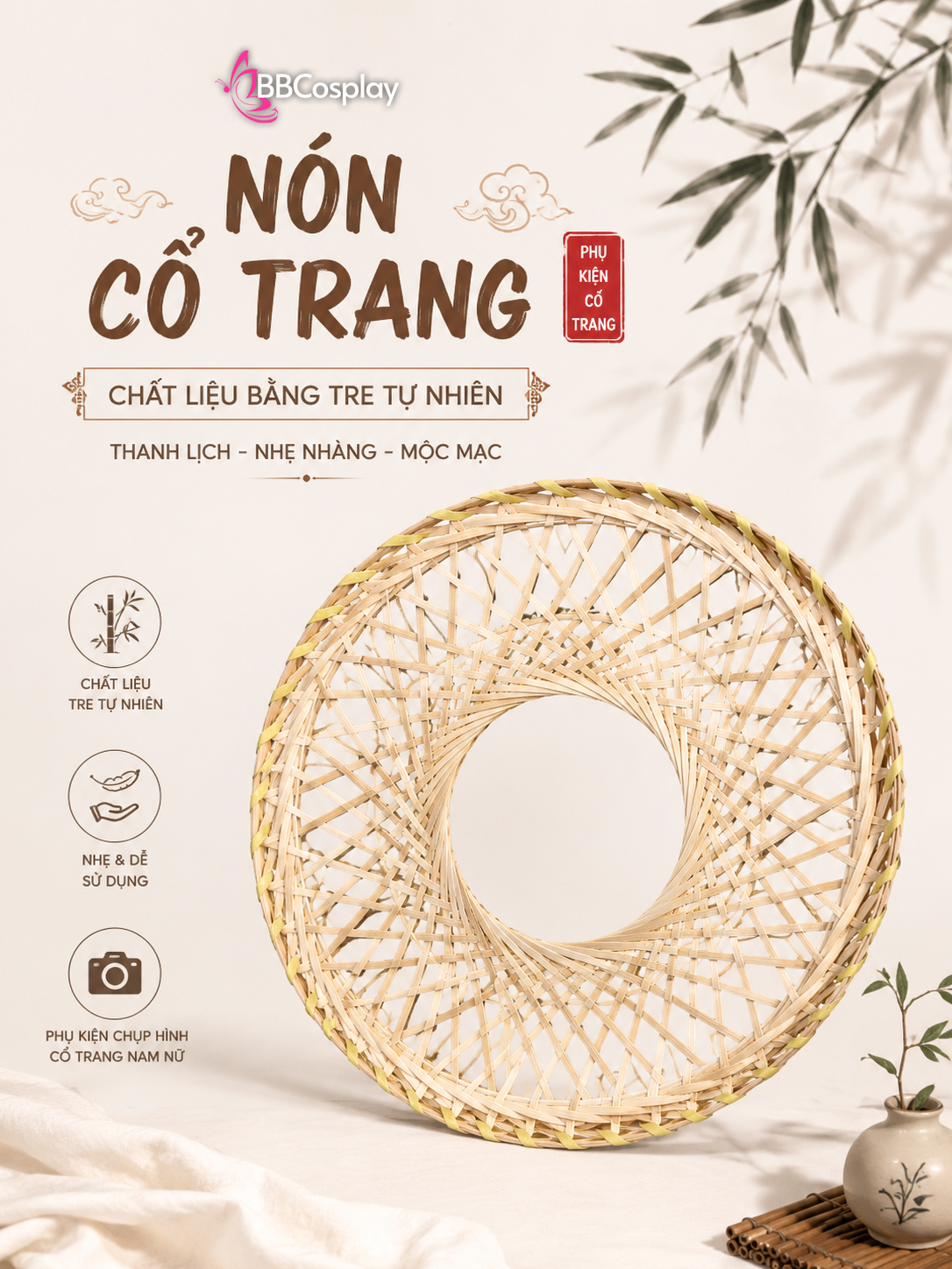 NÓN CỔ TRANG - MÀU TỰ NHIÊN