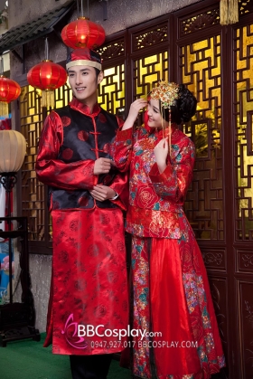 Hỉ Phục Cưới Trung Hoa Sườn Xám Nam