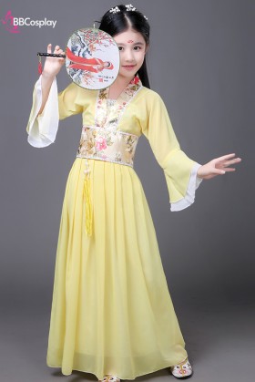 Trang Phục Cổ Trang Trẻ Em - Mẫu Vàng Viền Gấm