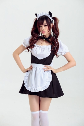Trang Phục Maid Đen Trơn Đơn Giản