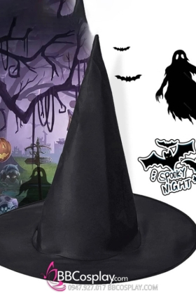 Nón Phù Thủy Đen Vải Oxford