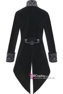 Vest Tuxedo Nhung Đen Gothic Phong Cách Steampunk Đuôi Én