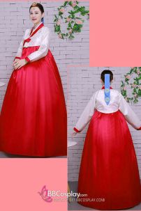 Hanbok Hàn Quốc Giá Rẻ Áo Trắng Váy Đỏ