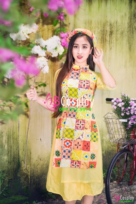 Áo Dài Cô Ba Sài Gòn Tone Vàng Váy Vàng