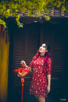 Áo Dài Đỏ Cách Tân - Áo Dài Ngắn