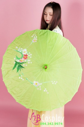 Dù Vải Xanh Lá Chuối Cán Tre