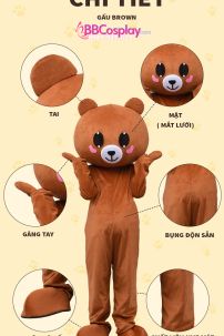 Trang Phục Mascot Gấu Brown Màu Nâu