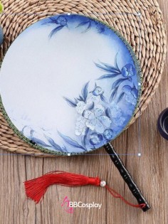 Quạt Mỹ Nhân Trắng Hoa Xanh